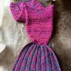 Big Chunky Knit Cozy Handmade Mermaid Tail Throw Blanket Bag